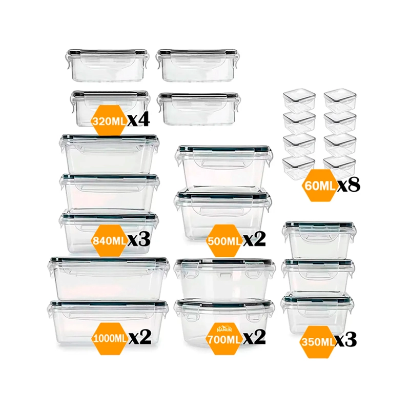 SET 24 RECIPIENTES CONTENEDORES HERME TICOS TAPER DE ALIMENTO - 8
