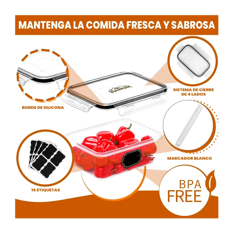 SET 14 CONTENEDORES HERMETICOS TAPER RECIPIENTES DE ALIMENTO - 2