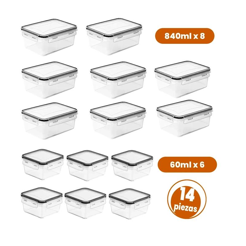SET 14 CONTENEDORES HERMETICOS TAPER RECIPIENTES DE ALIMENTO - 3