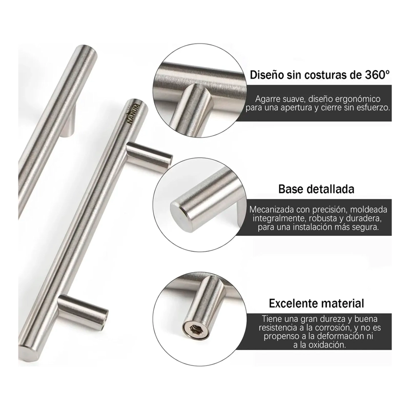 X10 MANILLAS TIRADORES ACERO INOXIDABLE 15CM PUERTAS CAJONES - 3