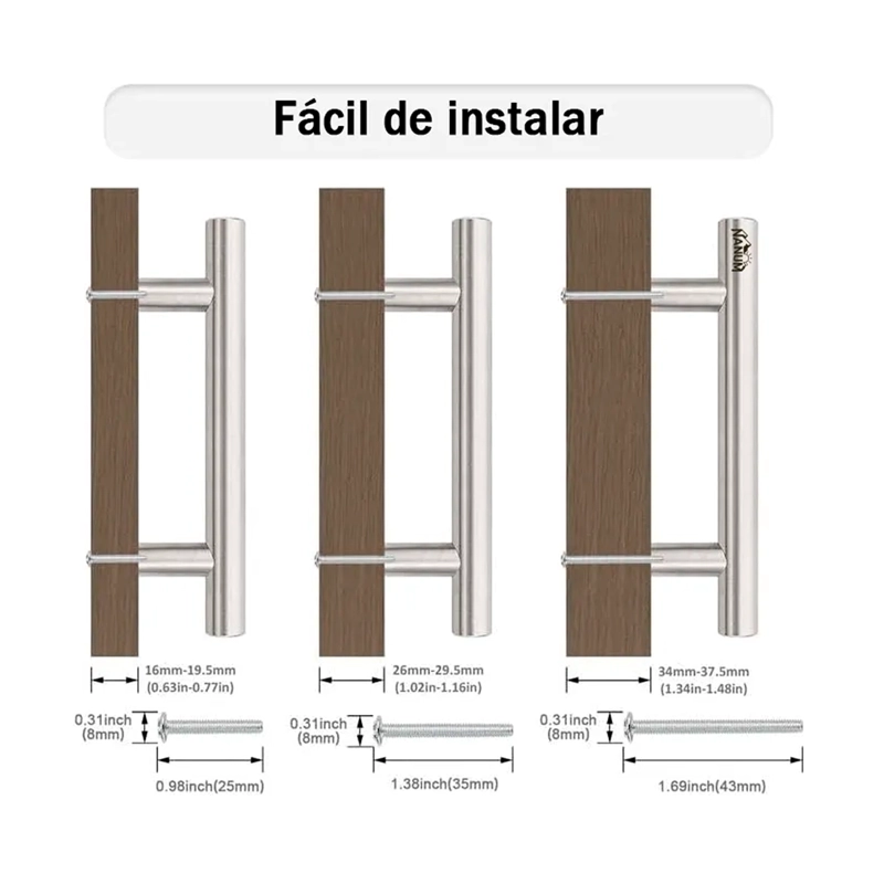 X10 MANILLAS TIRADORES ACERO INOXIDABLE 15CM PUERTAS CAJONES - 4