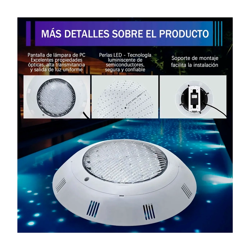 FOCO LED PISCINA SUBACUATICO 18W LUZ CALIDA SOBREPONER - 3