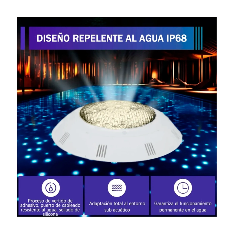 FOCO LED PISCINA SUBACUATICO 18W LUZ CALIDA SOBREPONER - 4