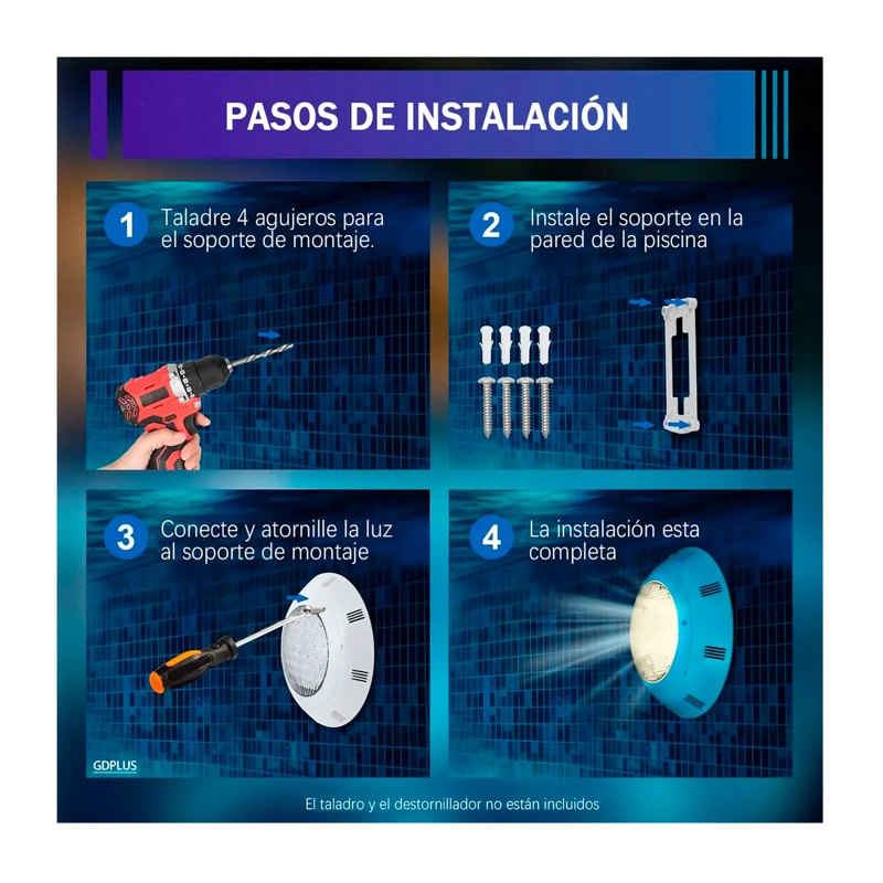 FOCO LED PISCINA SUBACUATICO 18W LUZ CALIDA SOBREPONER - 5