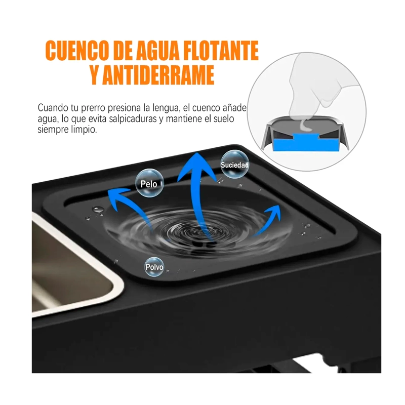 COMEDERO BEBEDERO ELEVADO REGULABLE 2EN1 PERROS GATOS PLATOS - 5