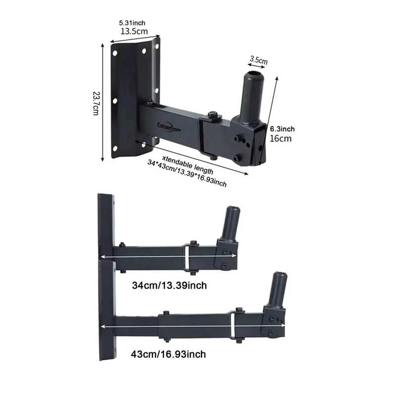 2PCS SOPORTE PARA PARLANTE MURO PARED AJUSTABLE EXTENSIBLE - 6