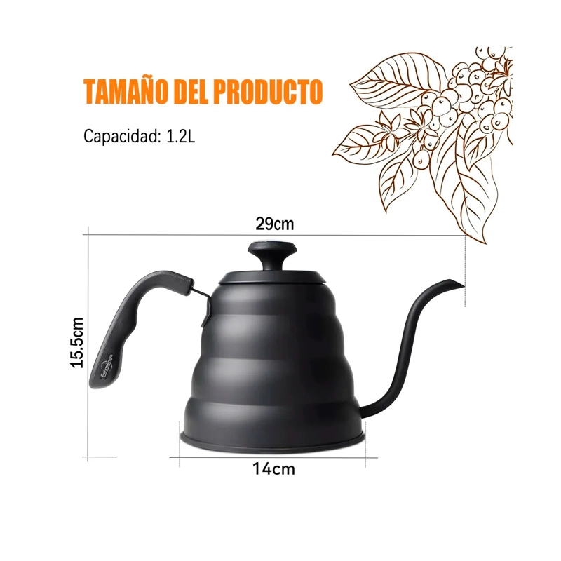 TETERA CUELLO DE CISNE CON TERMOMETRO CAFE TE HERVIDOR 1.2L - 3