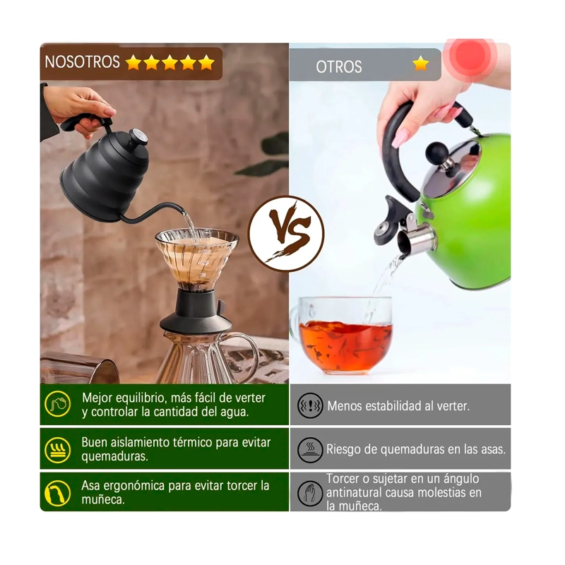 TETERA CUELLO DE CISNE CON TERMOMETRO CAFE TE HERVIDOR 1.2L - 5