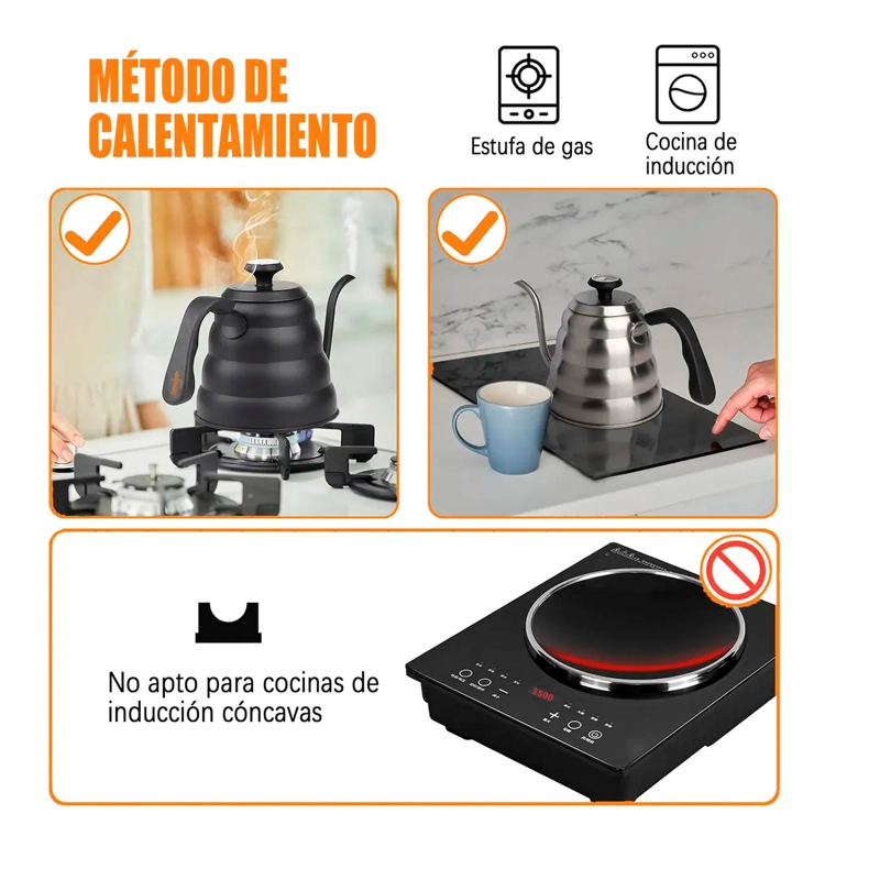 TETERA CUELLO DE CISNE CON TERMOMETRO CAFE TE HERVIDOR 1.2L - 6