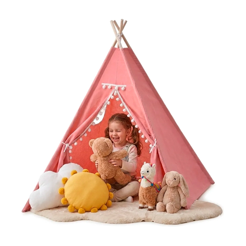 CARPA TIPI INFANTIL CASA DE JUEGOS DE NIÑOS DECORACION ROSA - 1