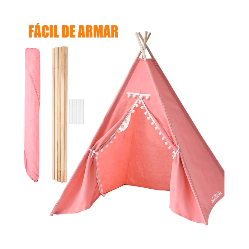 CARPA TIPI INFANTIL CASA DE JUEGOS DE NIÑOS DECORACION ROSA - 3