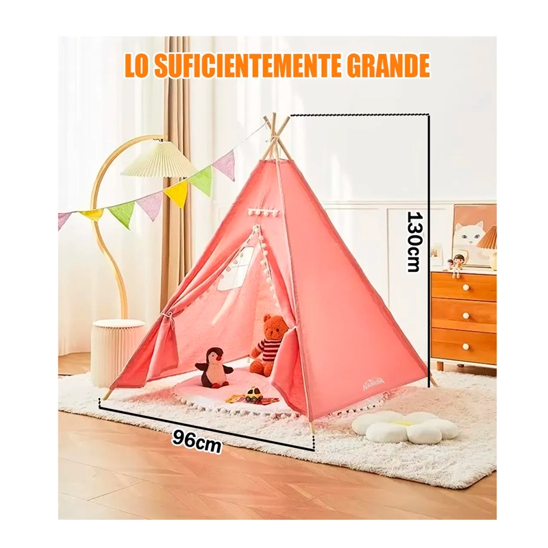 CARPA TIPI INFANTIL CASA DE JUEGOS DE NIÑOS DECORACION ROSA - 7
