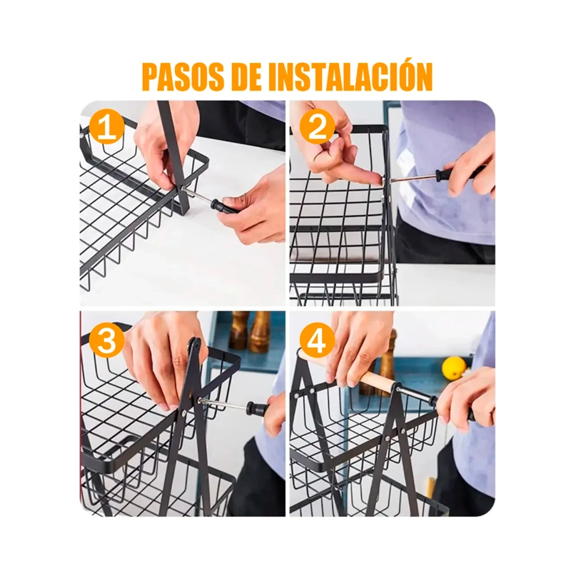 ORGANIZADOR CANASTA FRUTERO VERDULERO MULTIUSO 3 NIVELES - 5