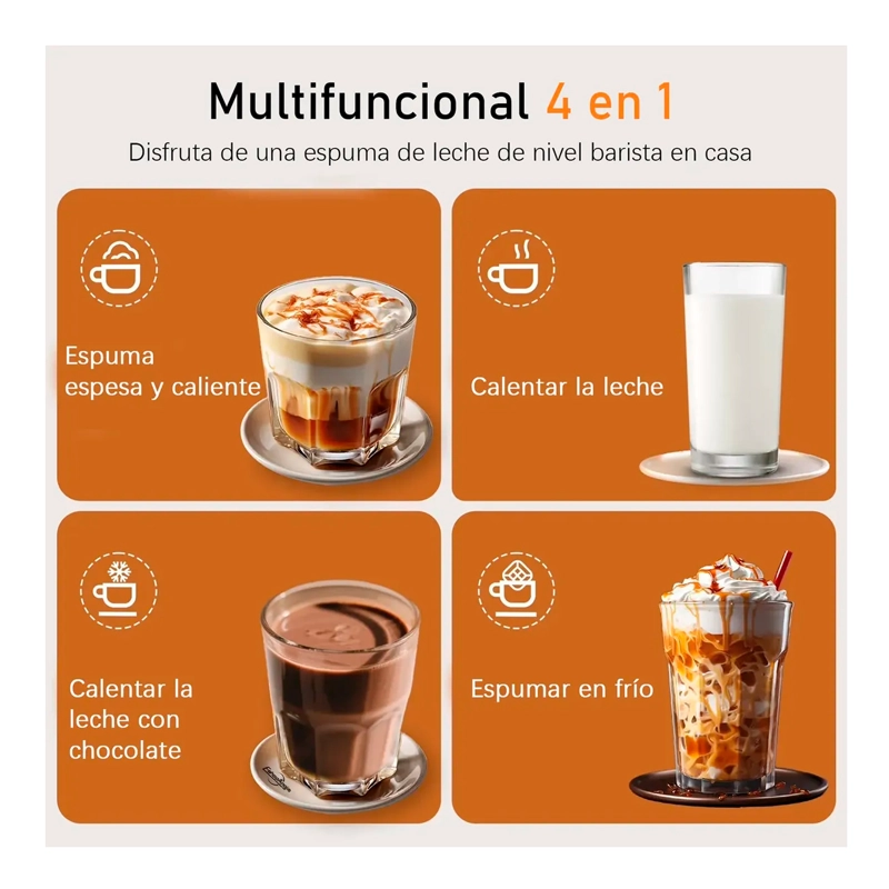 ESPUMADOR DE LECHE ELECTRICO 4 EN 1 BATIDOR CALENTADOR CAFE - 2
