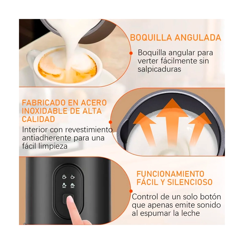 ESPUMADOR DE LECHE ELECTRICO 4 EN 1 BATIDOR CALENTADOR CAFE - 4