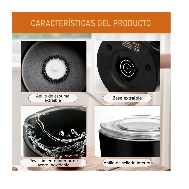 ESPUMADOR DE LECHE ELECTRICO 4 EN 1 BATIDOR CALENTADOR CAFE - 6
