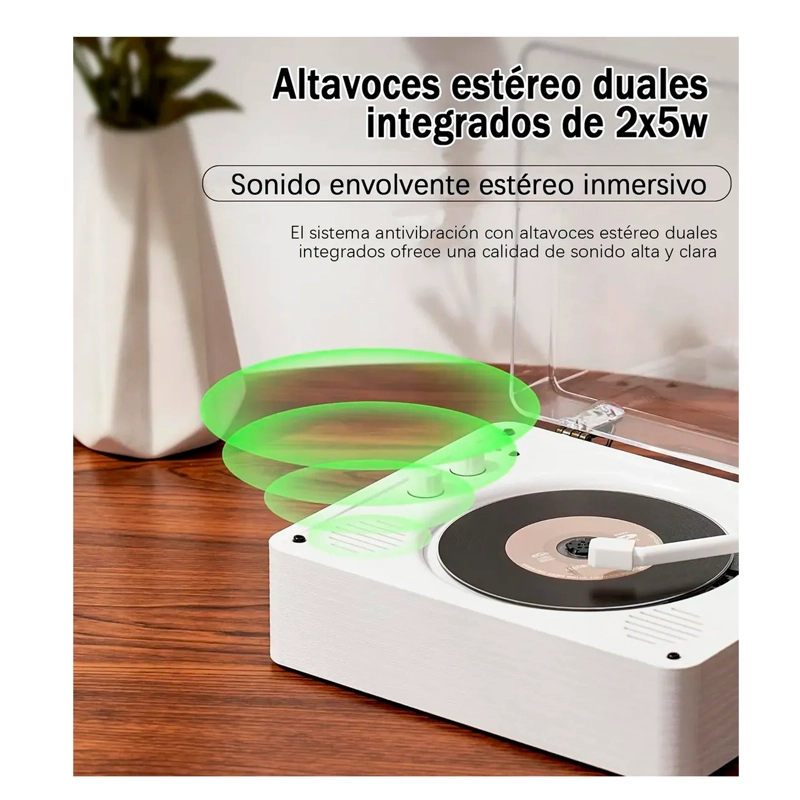 REPRODUCTOR DE DISCO BLUETOOTH USB PORTATIL RETRO - 4