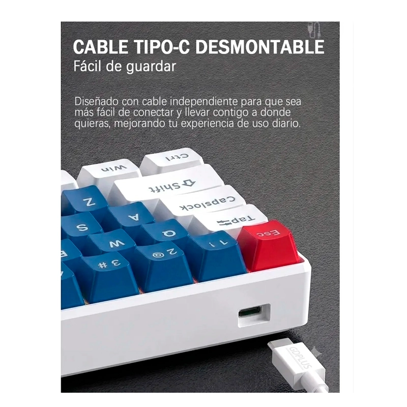 TECLADO MECANICO GAMER 60% RGB ESPAÑOL HOT-SWAP T60 USB-C - 5