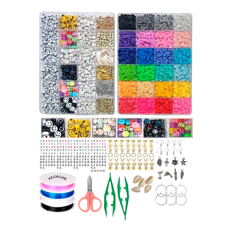 KIT PARA HACER PULSERA CUENTAS MOSTACILLAS LETRAS 24 COLORES - 1