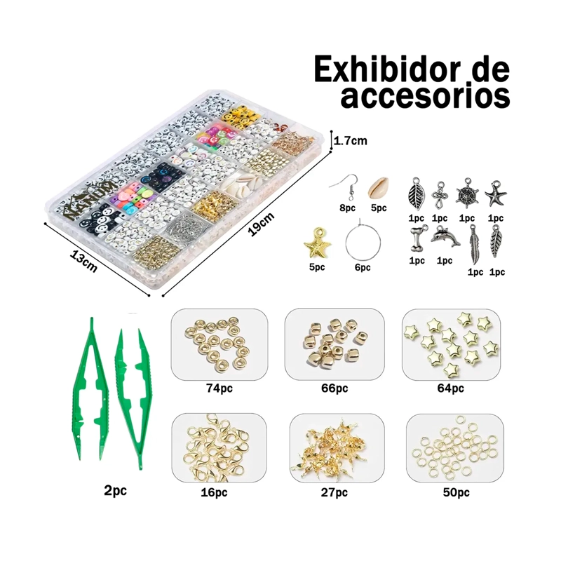 KIT PARA HACER PULSERA CUENTAS MOSTACILLAS LETRAS 24 COLORES - 2