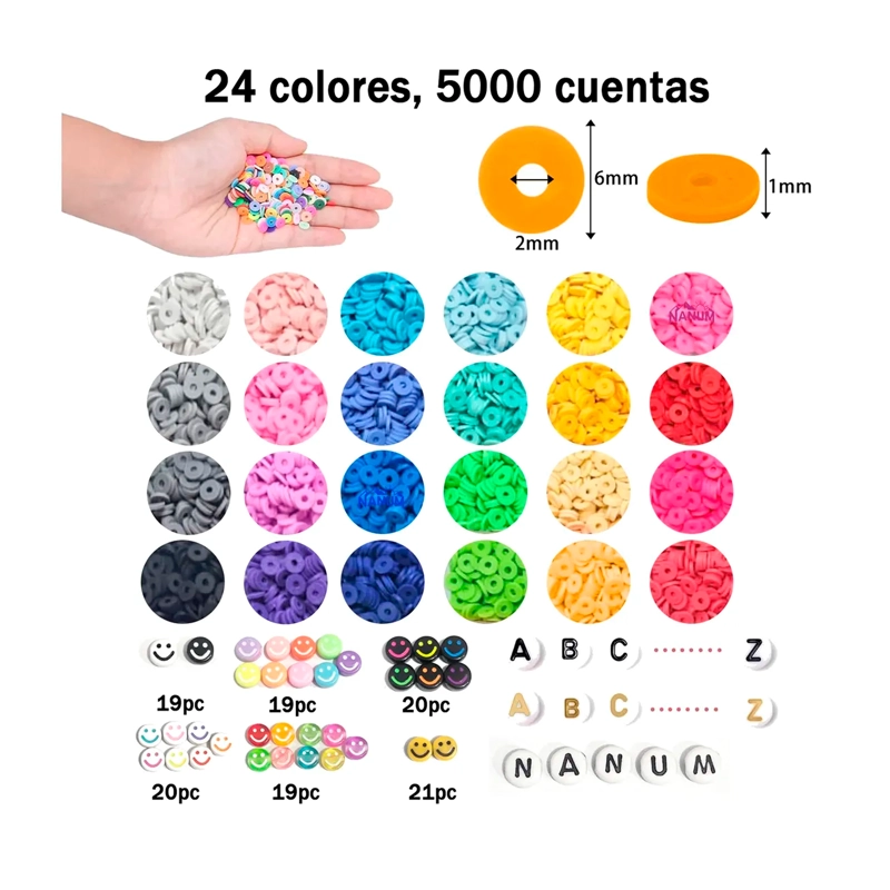 KIT PARA HACER PULSERA CUENTAS MOSTACILLAS LETRAS 24 COLORES - 3