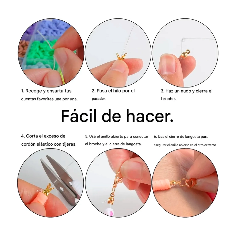 KIT PARA HACER PULSERA CUENTAS MOSTACILLAS LETRAS 24 COLORES - 4