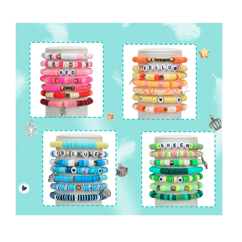 KIT PARA HACER PULSERA CUENTAS MOSTACILLAS LETRAS 24 COLORES - 6