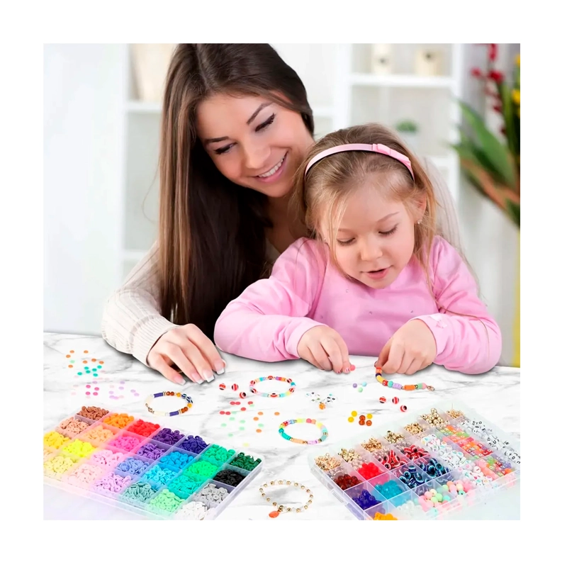 KIT PARA HACER PULSERA CUENTAS MOSTACILLAS LETRAS 24 COLORES - 7