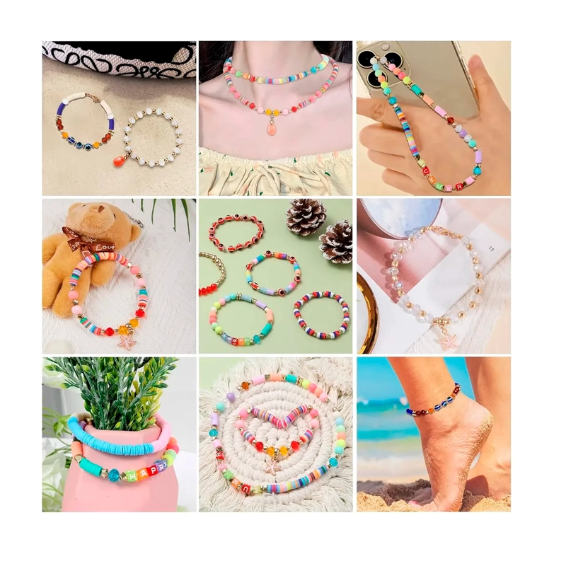 KIT PARA HACER PULSERA CUENTAS MOSTACILLAS LETRAS 24 COLORES - 8