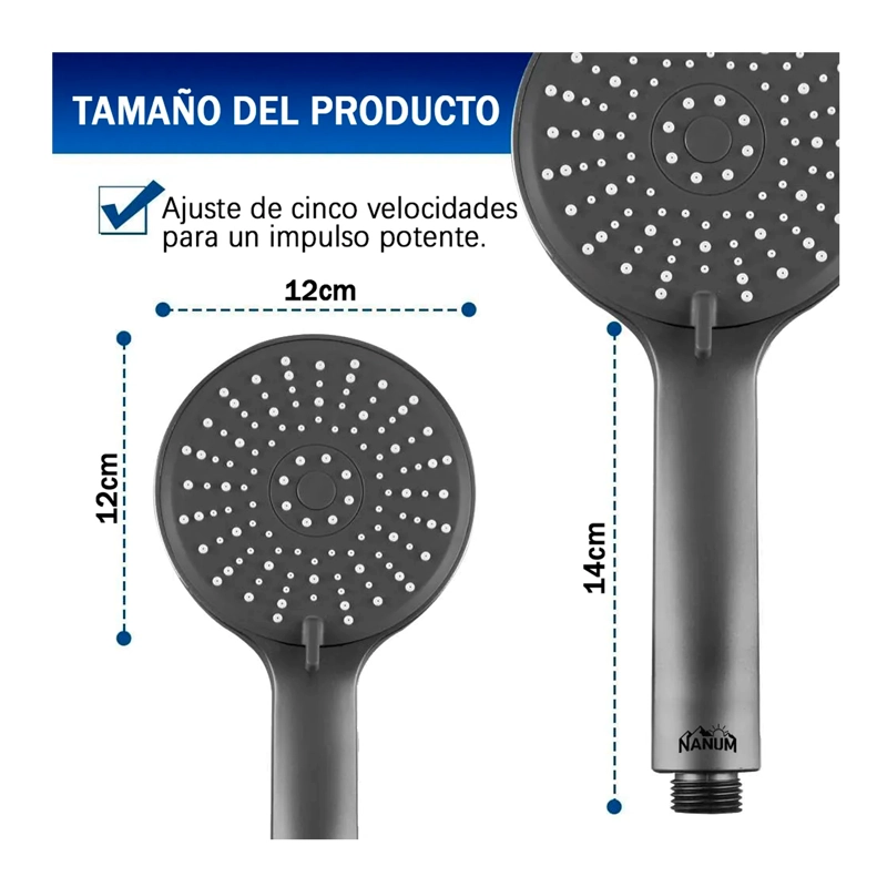 CABEZAL DUCHA DE MANO TELEFONO ALTA PRESION ROCIADOR 5 MODOS - 3