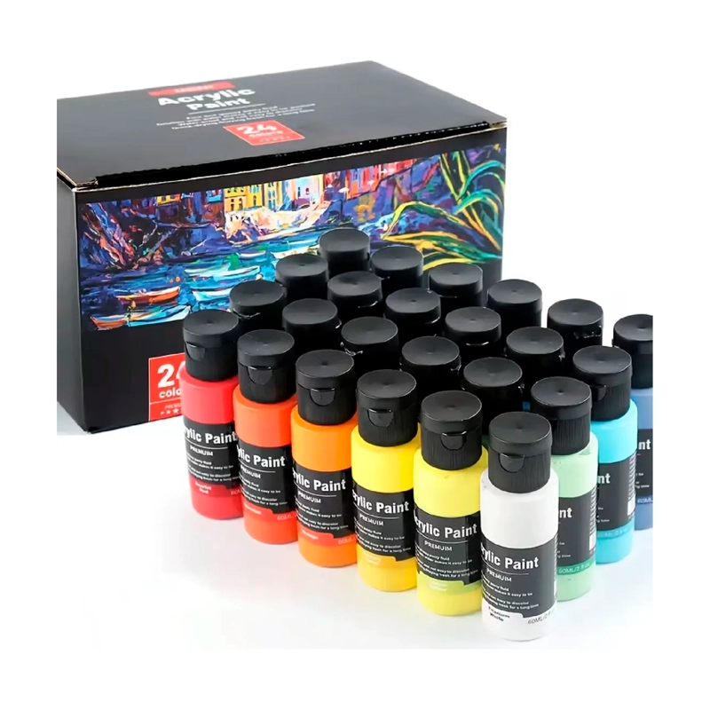 KIT DE PINTURA ACRILICA 24 COLORES 60 ML - 1