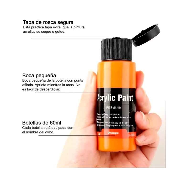 KIT DE PINTURA ACRILICA 24 COLORES 60 ML - 2