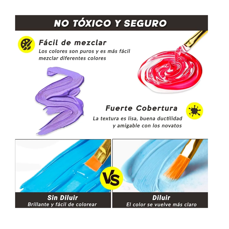 KIT DE PINTURA ACRILICA 24 COLORES 60 ML - 3