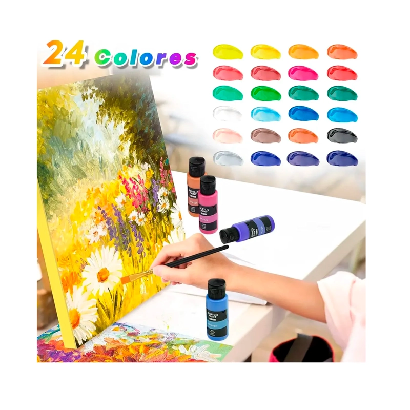 KIT DE PINTURA ACRILICA 24 COLORES 60 ML - 5