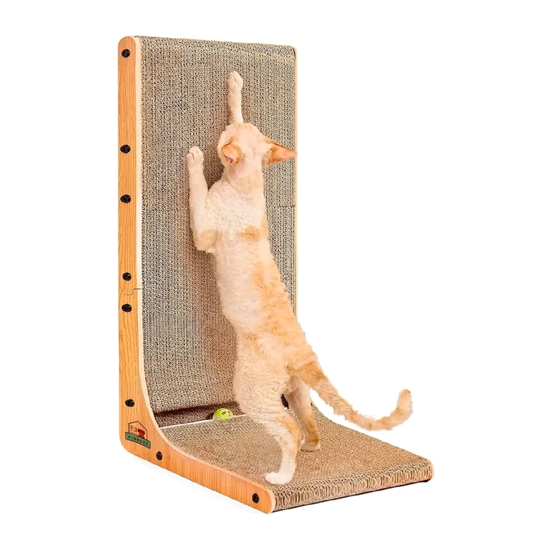 RASCADOR VERTICAL PARA GATOS EN FORMA DE L CARTON CORRUGADO - 1