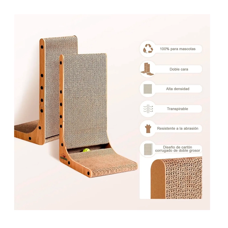 RASCADOR VERTICAL PARA GATOS EN FORMA DE L CARTON CORRUGADO - 2