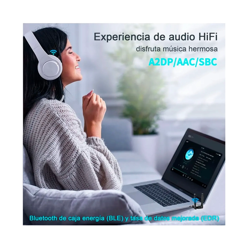 ADAPTADOR USB BLUETOOTH 6.0 COMPATIBLE DUAL-MODE - 5