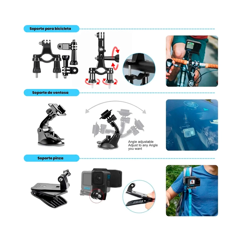 KIT DE ACCESORIOS 50 EN 1 PARA CAMARA DE ACCION - 7