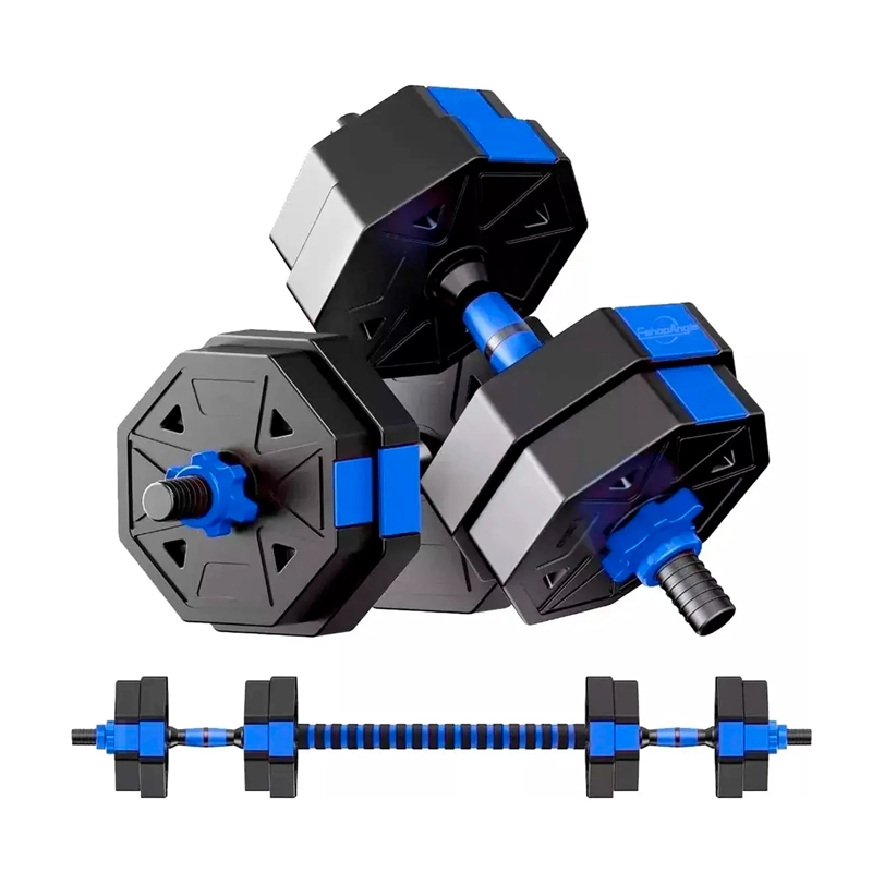 SET MANCUERNAS Y BARRA ARMABLE 20KG PESAS AJUSTABLES FITNESS - 1