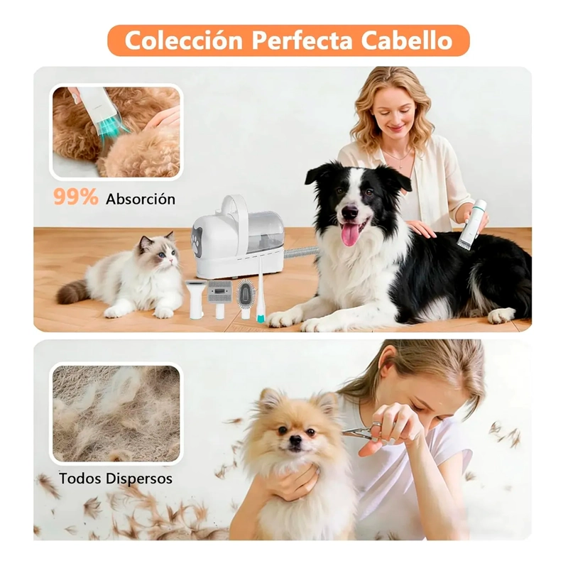 KIT CORTAPELO ASPIRADORA PERROS GATOS ASEO MASCOTAS 2 EN 1 - 4