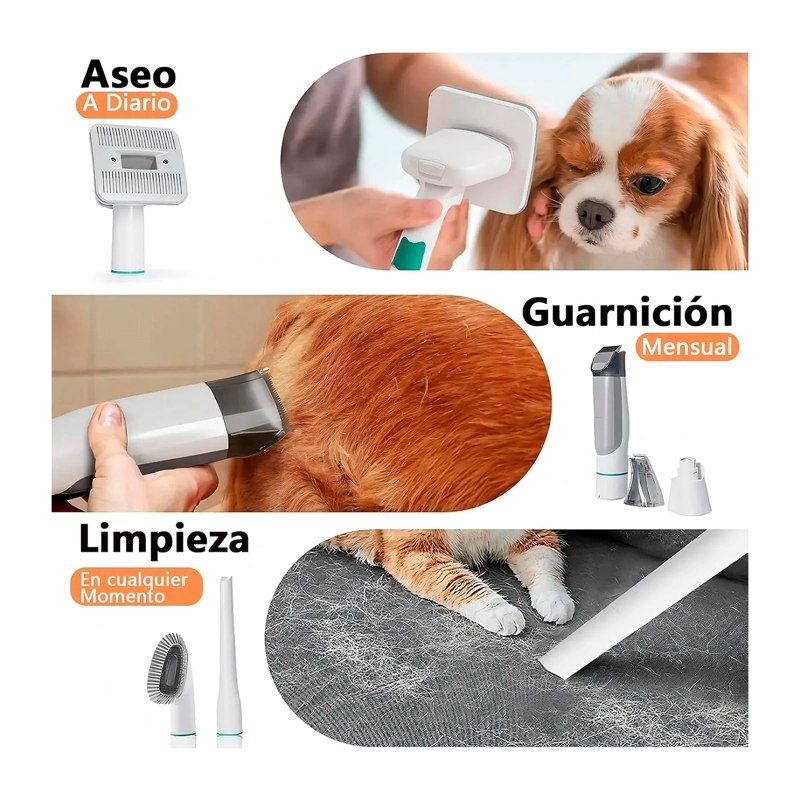 KIT CORTAPELO ASPIRADORA PERROS GATOS ASEO MASCOTAS 2 EN 1 - 6