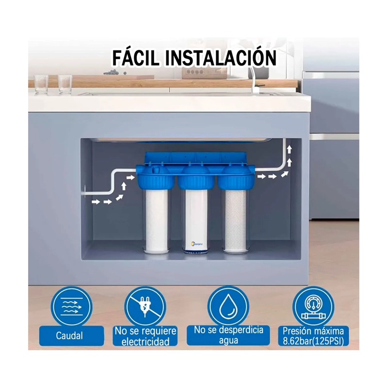FILTRO DE AGUA 3 ETAPAS PURIFICADOR 10 PULGADAS 5 MICRAS - 3