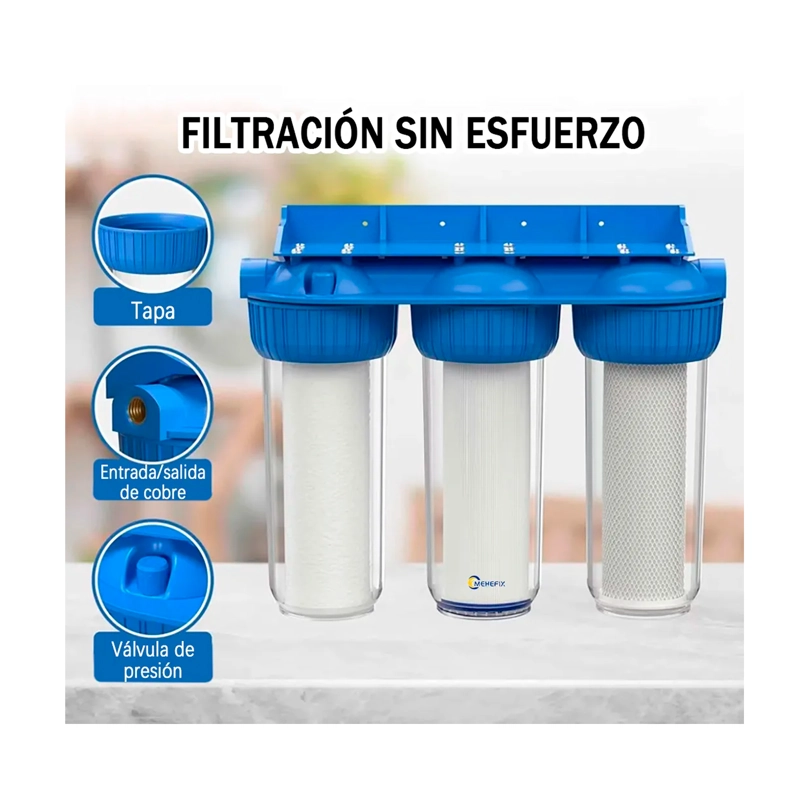 FILTRO DE AGUA 3 ETAPAS PURIFICADOR 10 PULGADAS 5 MICRAS - 5