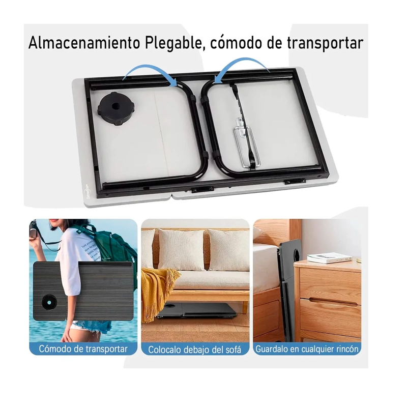 MESA PARA LAPTOP PLEGABLE PORTATIL AJUSTABLE CON POSAVASOS - 5