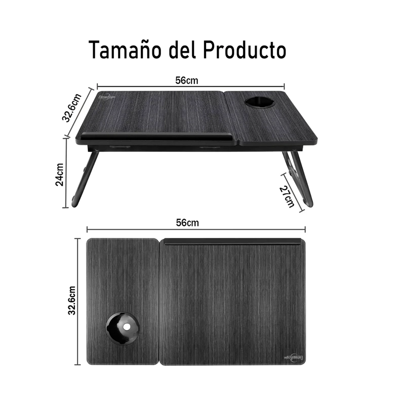 MESA PARA LAPTOP PLEGABLE PORTATIL AJUSTABLE CON POSAVASOS - 7