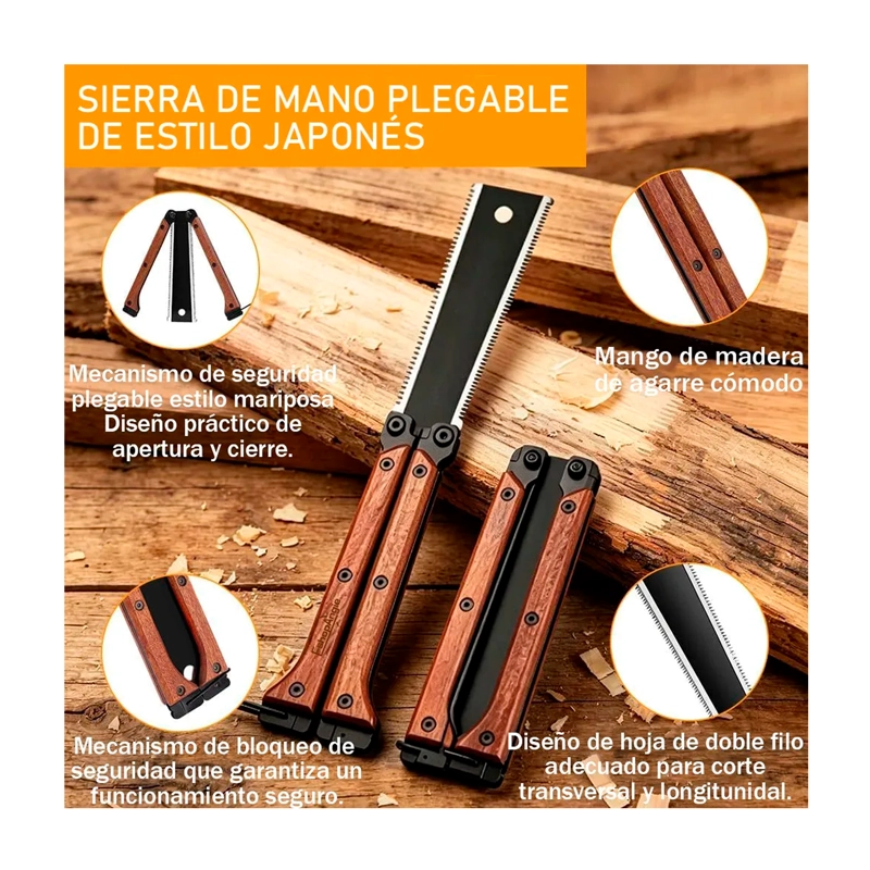 SERRUCHO SIERRA JAPONES PLEGABLE DOBLE FILO TIPO MARIPOSA - 4