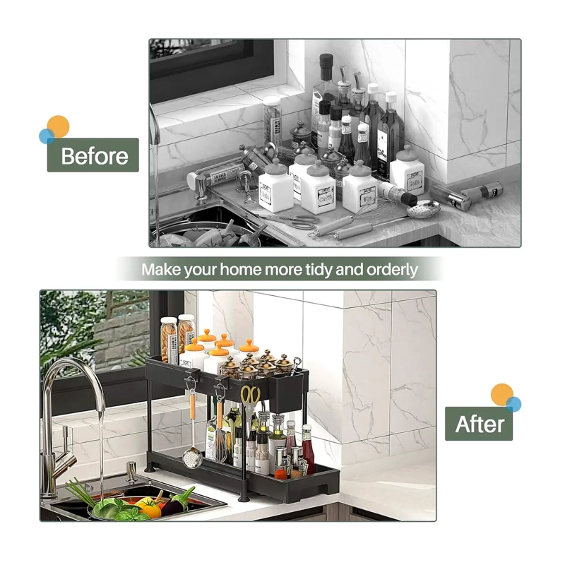 ORGANIZADOR MULTIFUNCIONAL DE COCINA BAÑO ESTANTE DESLIZANTE - 4
