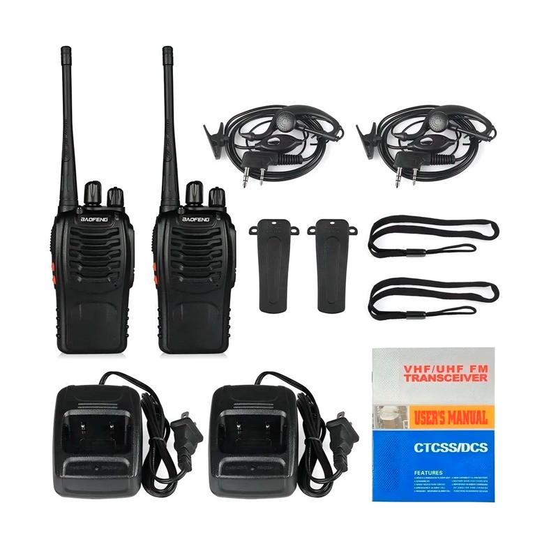 PACK 2 RADIO TRANSMISOR WALKIE TALKIE BF-888S MANOS LIBRE - 1