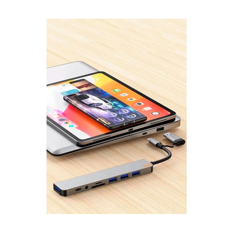 HUB ADAPTADOR USB TIPO C 8 EN 2 PARA MAC MACBOOK WINDOWS - 5