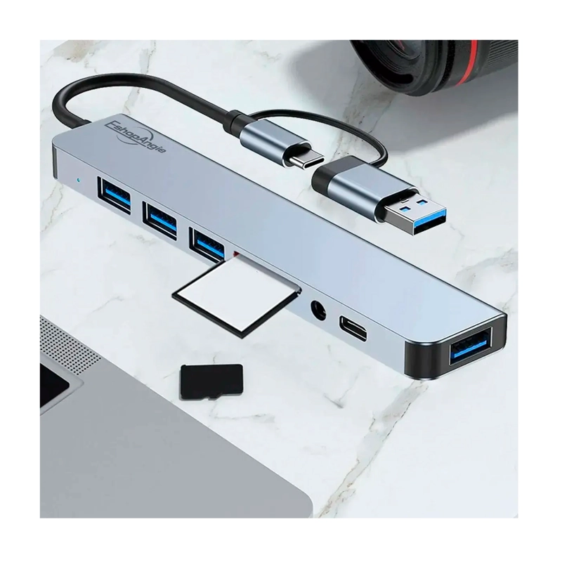 HUB ADAPTADOR USB TIPO C 8 EN 2 PARA MAC MACBOOK WINDOWS - 6